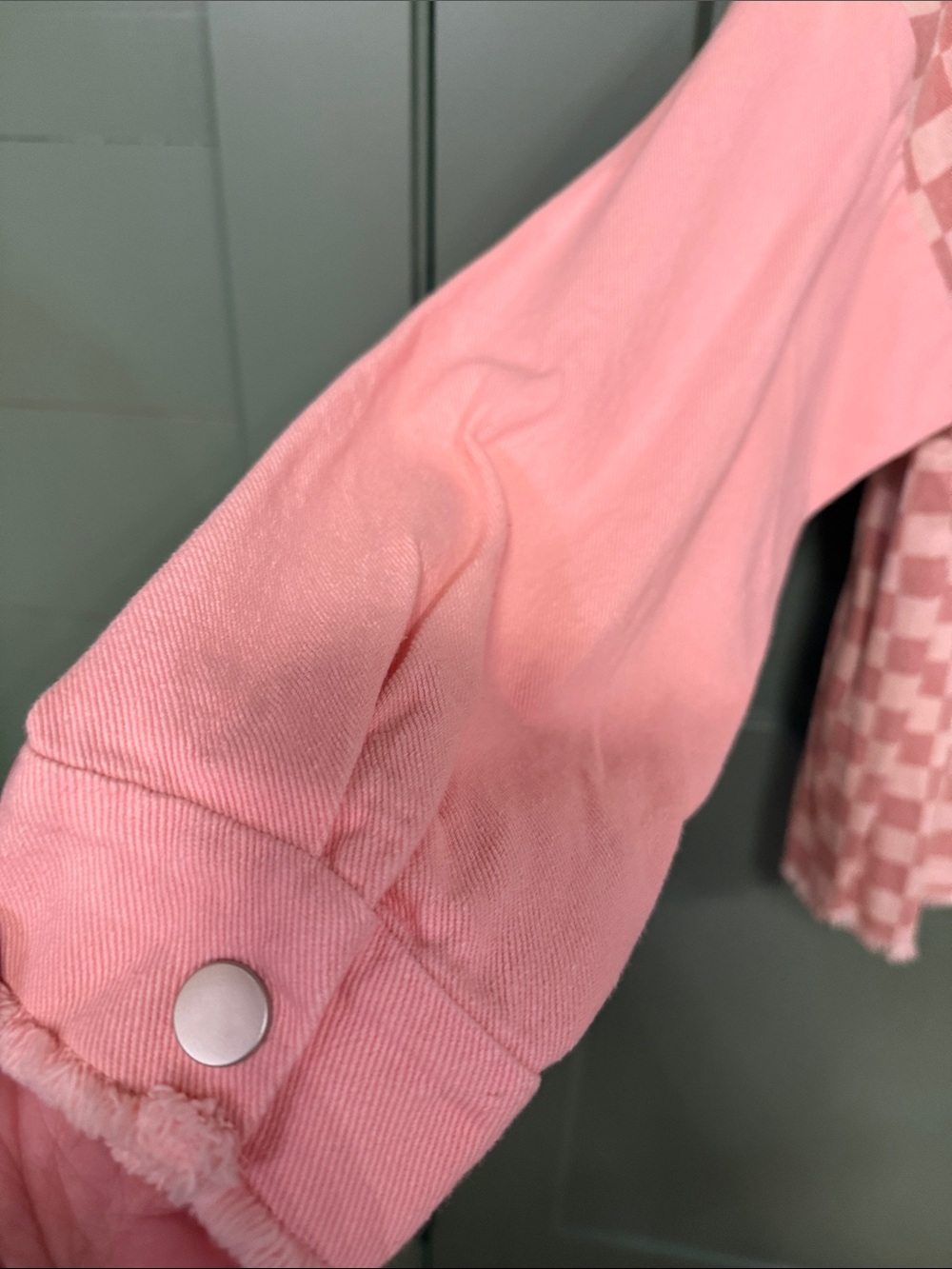 BiBi Pink & Cream Checker Contrast snap-Up Shirt/jacket - Picture 8 of 10